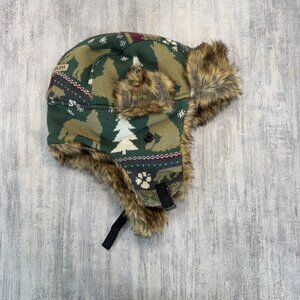 Dakota Dan Quilted Hat Ear Flaps Faux Fur One Size Fits Most Wolf Tree Camo